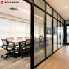 45° Angle Frame Modular Assembly Panoramic Single/double Glazed Louvered Office Glass Partition