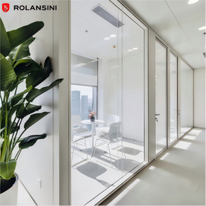 45° Angle Frame Modular Assembly Panoramic Single/double Glazed Louvered Office Glass Partition