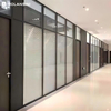 45° Angle Frame Modular Assembly Panoramic Single/double Glazed Louvered Office Glass Partition
